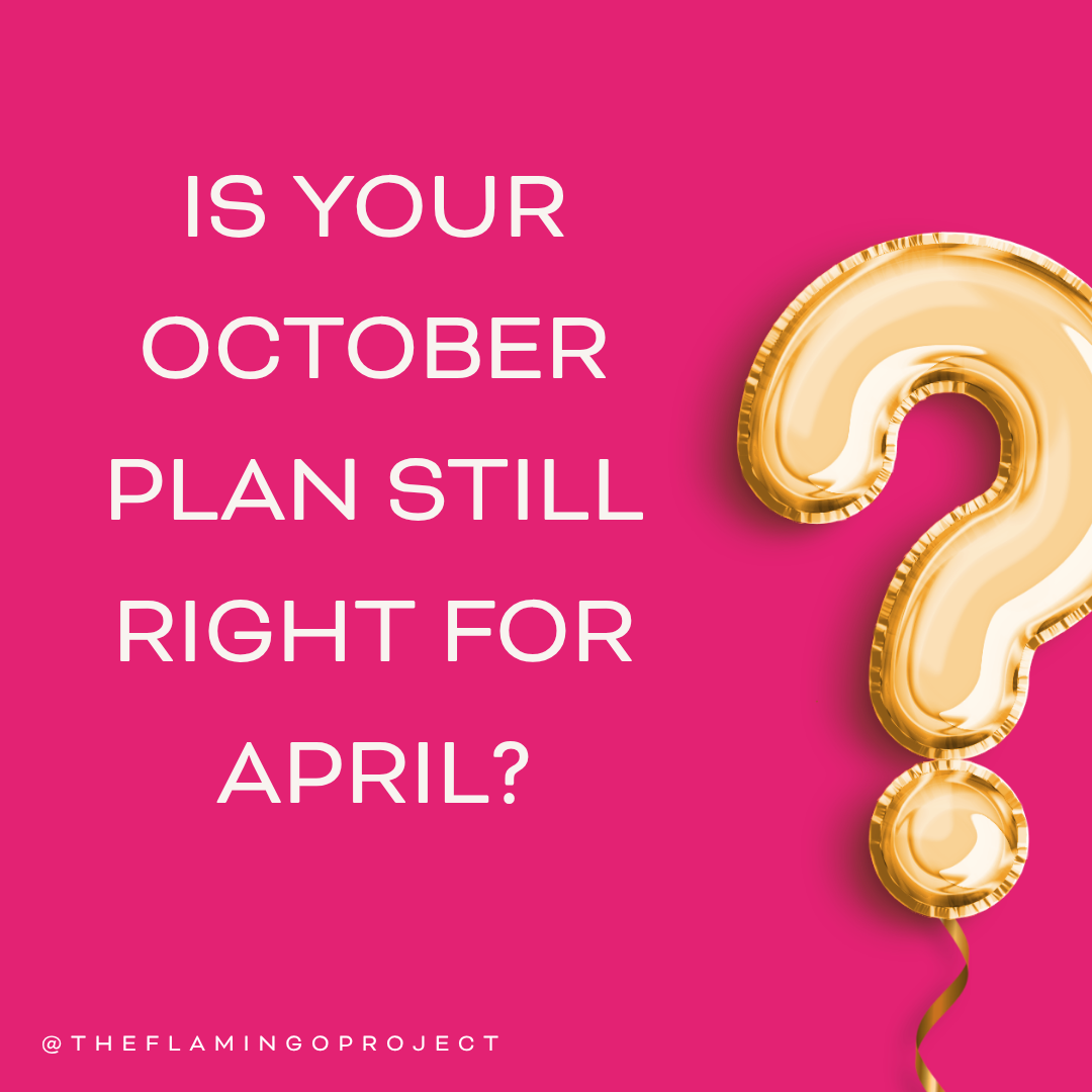 Graphic reading “Is your October plan still right for April?” with a question mark symbol, representing reassessing AEC growth strategy timing