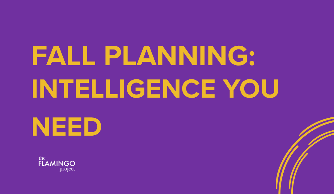Header graphic for The Flamingo Project blog post Fall Planning The Intelligence You Need, purple background with gold text and the Flamingo Project logo