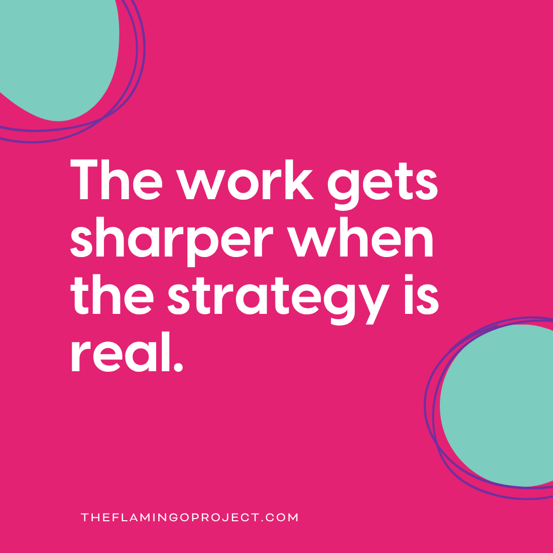 Quote graphic reading "The work gets sharper when the strategy is real," referring to business development and growth planning in AEC firms.